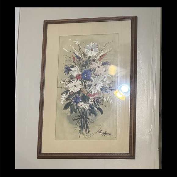 Vintage XL Framed John Haymson Serigraph “Bouquet Flowers” 31.5” x 22.75” - Picture 1 of 6